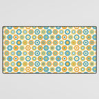 Buttons - Geometric Pattern in Turquoise, Orange, Yellow, and White Desk Mat Gallery Image 3