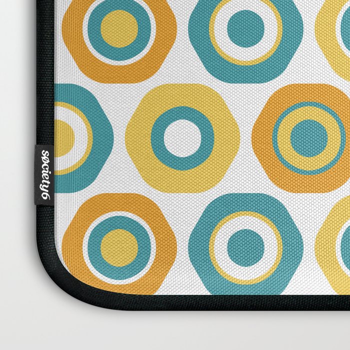 Buttons - Geometric Pattern in Turquoise, Orange, Yellow, and White Laptop Sleeve Gallery Image 3