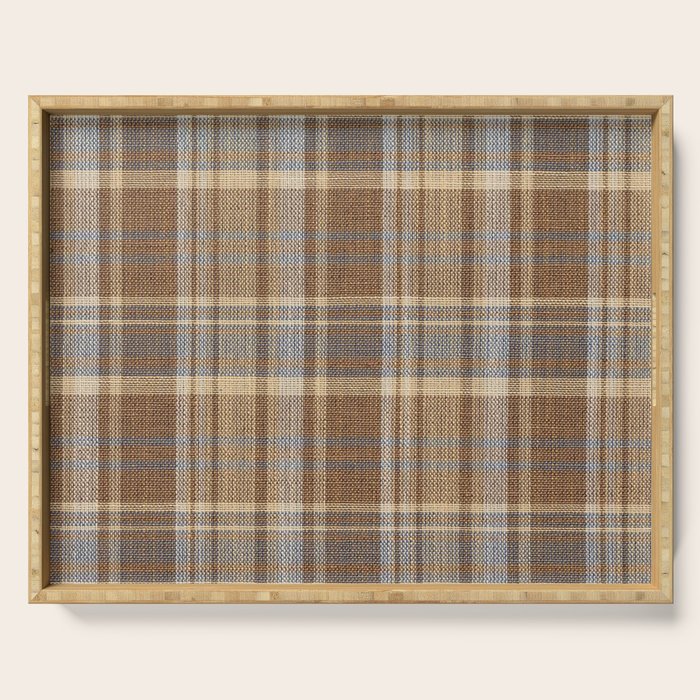 Beige Brown Tartan Plaid Pattern Serving Tray Gallery Image 1
