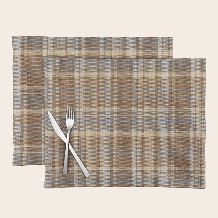 Beige Brown Tartan Plaid Pattern Placemat Gallery Image 1