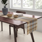 Beige Brown Tartan Plaid Pattern Table Runner Gallery Image 2