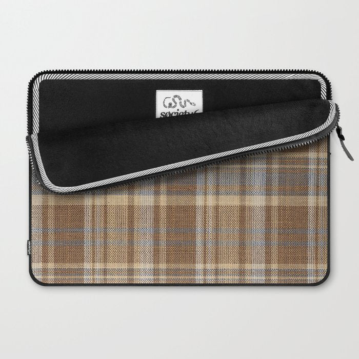 Beige Brown Tartan Plaid Pattern Laptop Sleeve Gallery Image 2