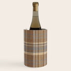 Beige Brown Tartan Plaid Pattern Wine Chiller Gallery Image 2