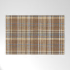 Beige Brown Tartan Plaid Pattern Welcome Mat Gallery Image 1