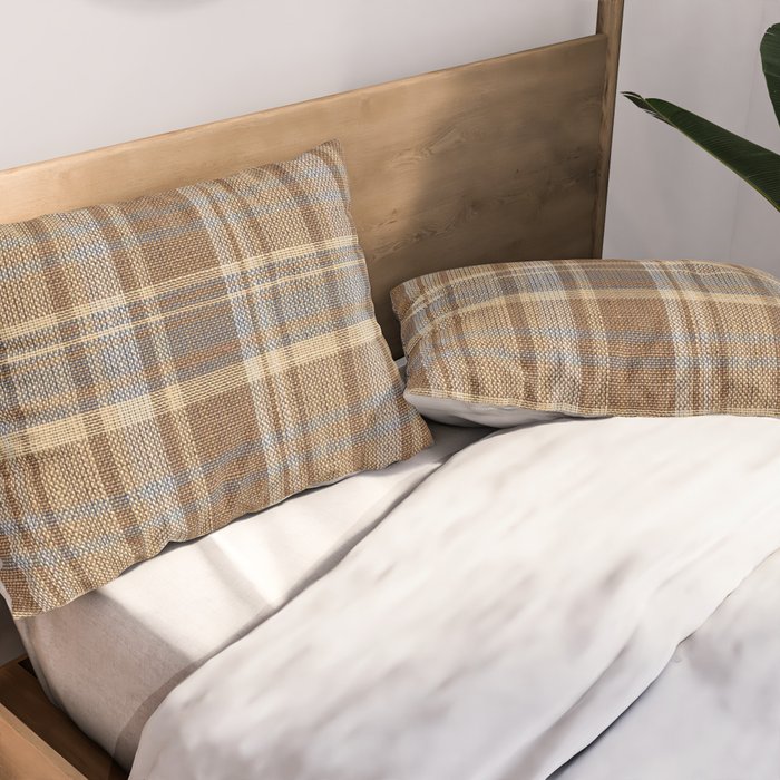 Beige Brown Tartan Plaid Pattern Pillow Sham Gallery Image 2