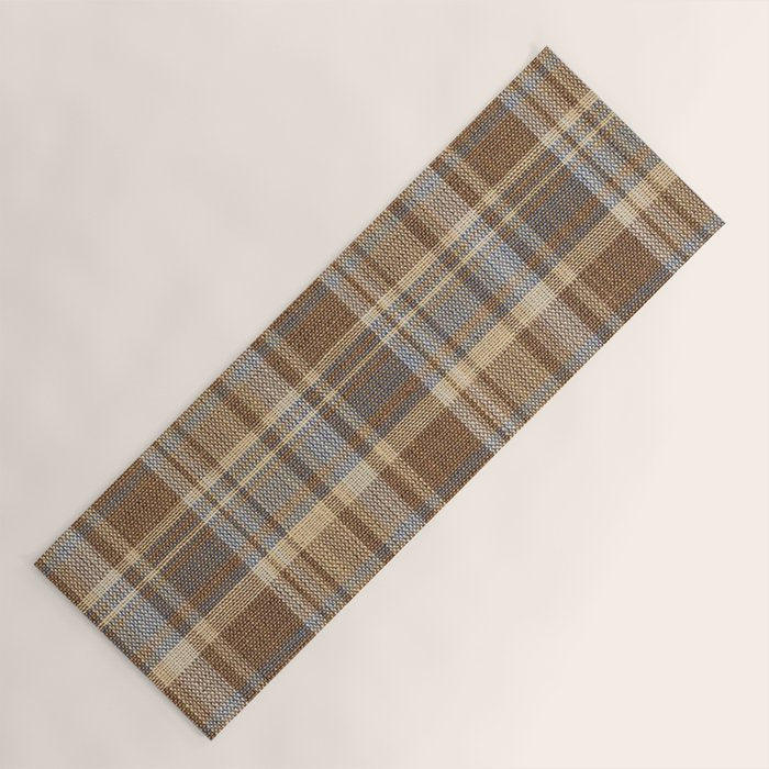 Beige Brown Tartan Plaid Pattern Yoga Mat Gallery Image 1