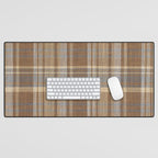 Beige Brown Tartan Plaid Pattern Desk Mat Gallery Image 1