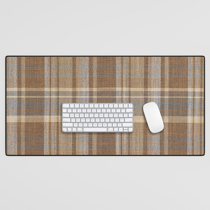 Beige Brown Tartan Plaid Pattern Desk Mat Gallery Image 1