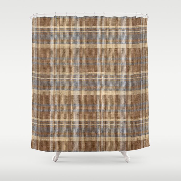 Beige Brown Tartan Plaid Pattern Shower Curtain