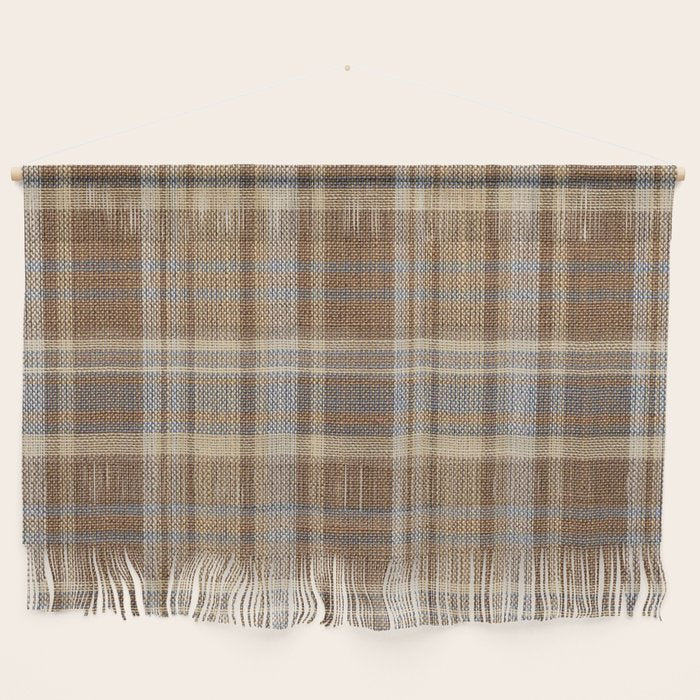 Beige Brown Tartan Plaid Pattern Wall Hanging Gallery Image 1