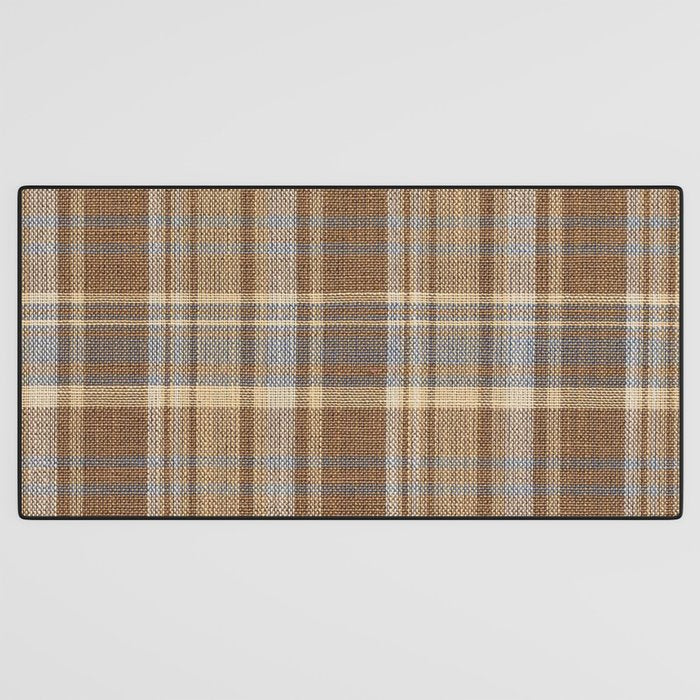 Beige Brown Tartan Plaid Pattern Desk Mat Gallery Image 3