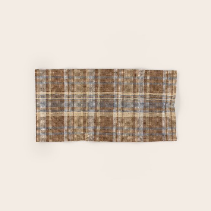 Beige Brown Tartan Plaid Pattern Bath Towel Gallery Image 1