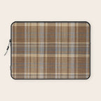 Beige Brown Tartan Plaid Pattern Laptop Sleeve Gallery Image 1