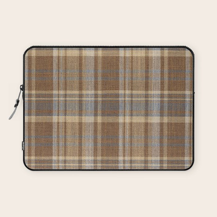 Beige Brown Tartan Plaid Pattern Laptop Sleeve Gallery Image 1