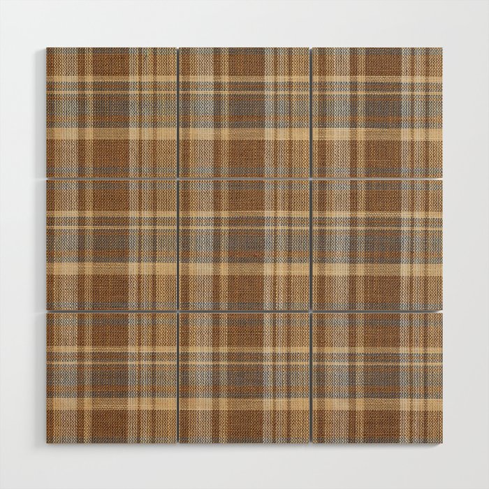 Beige Brown Tartan Plaid Pattern Wood Wall Art Gallery Image 1