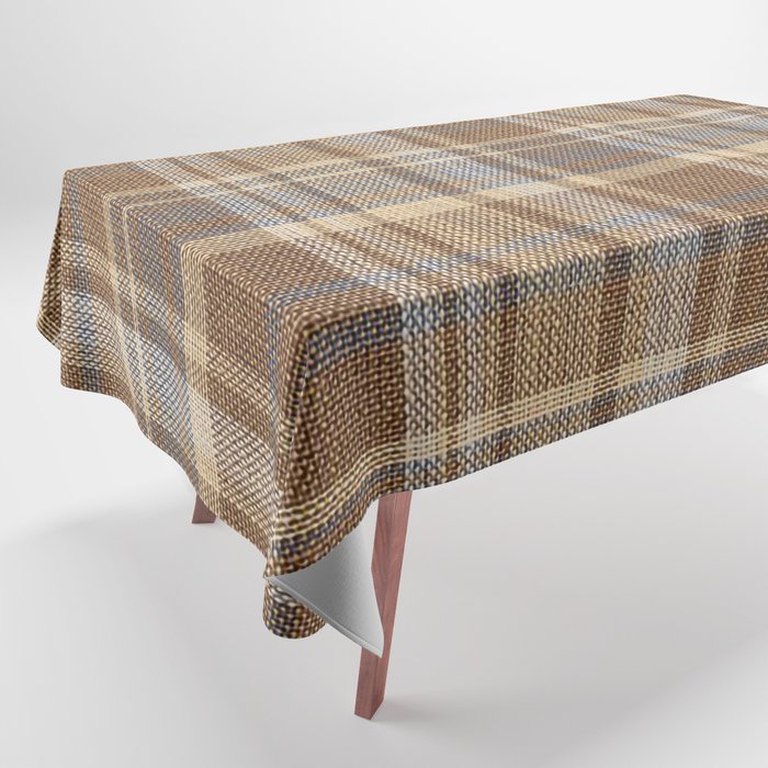 Beige Brown Tartan Plaid Pattern Tablecloth Gallery Image 1