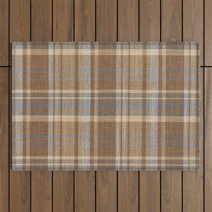 Beige Brown Tartan Plaid Pattern Outdoor Rug Gallery Image 1