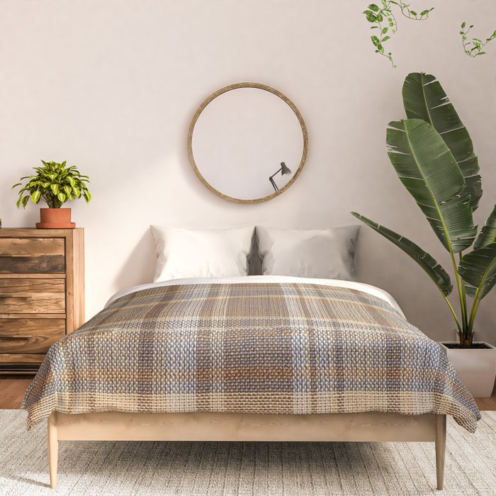 Beige Brown Tartan Plaid Pattern Comforter Gallery Image 3