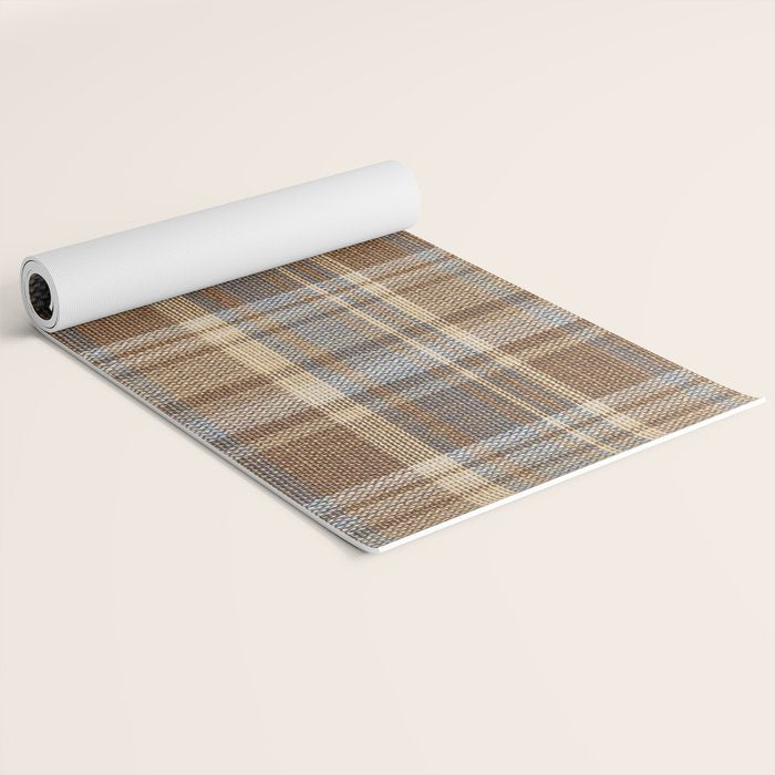Beige Brown Tartan Plaid Pattern Yoga Mat Gallery Image 2