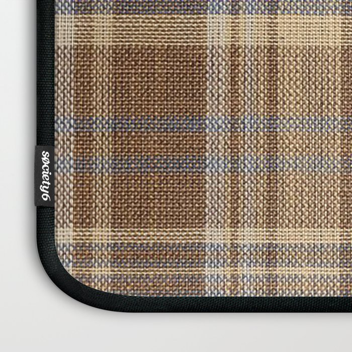 Beige Brown Tartan Plaid Pattern Laptop Sleeve Gallery Image 3