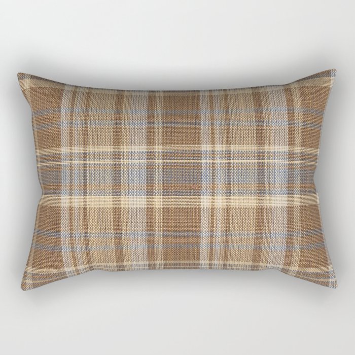Beige Brown Tartan Plaid Pattern Rectangular Pillow Gallery Image 2