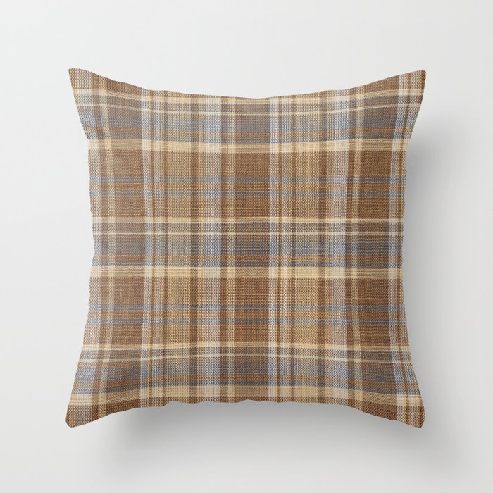 Beige Brown Tartan Plaid Pattern Throw Pillow Gallery Image 6