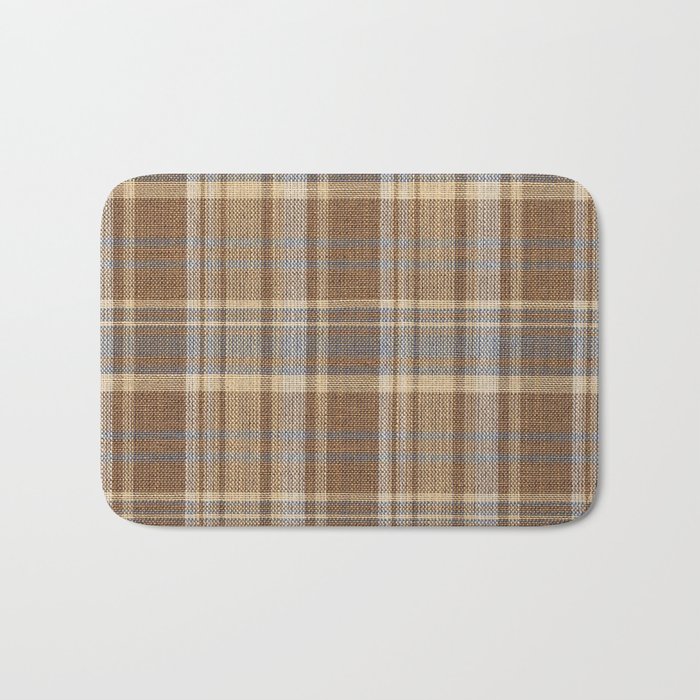 Beige Brown Tartan Plaid Pattern Bath Mat Gallery Image 1