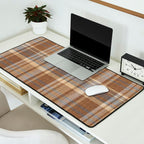 Beige Brown Tartan Plaid Pattern Desk Mat Gallery Image 2