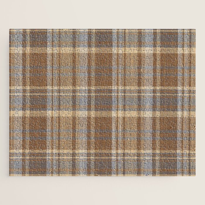 Beige Brown Tartan Plaid Pattern Jigsaw Puzzle Gallery Image 1