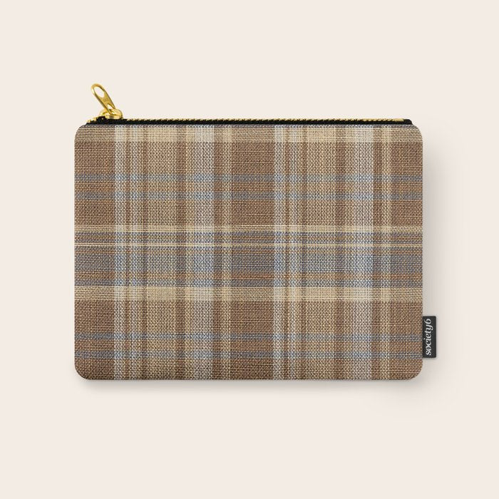 Beige Brown Tartan Plaid Pattern Carry All Pouch Gallery Image 1