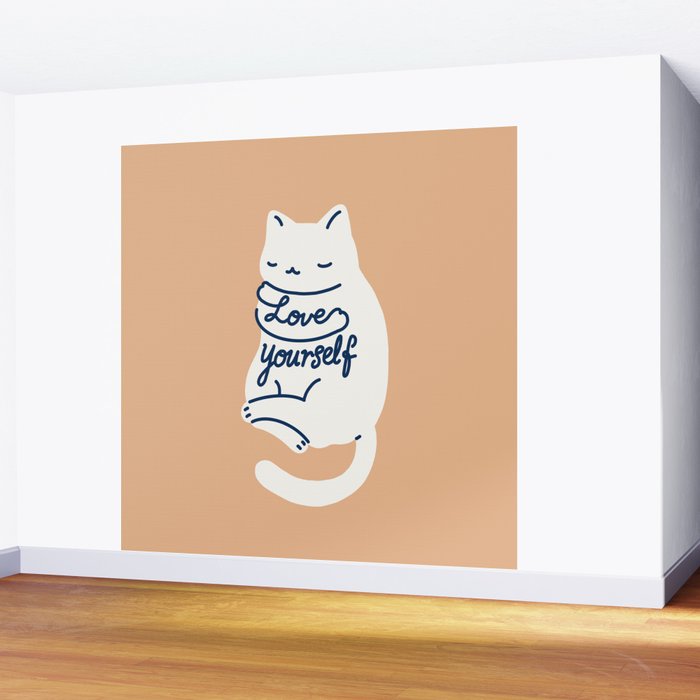 Love Yourself Cat Wall Mural Gallery Image 2
