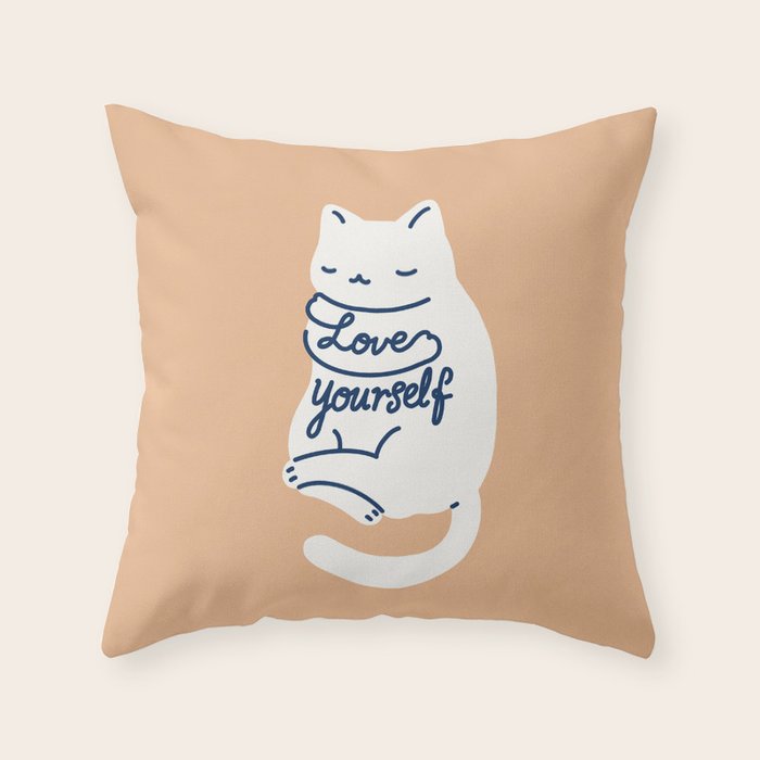 Love Yourself Cat Throw Pillow Gallery Image 6