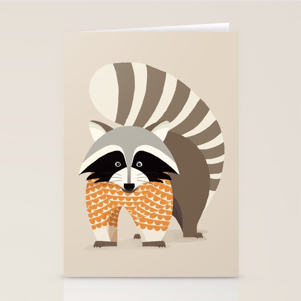 Whimsical Raccoon Stationery Card Gallery Image 2
