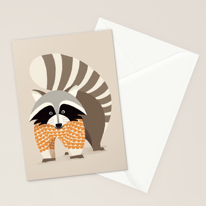 Whimsical Raccoon Stationery Card Gallery Image 2