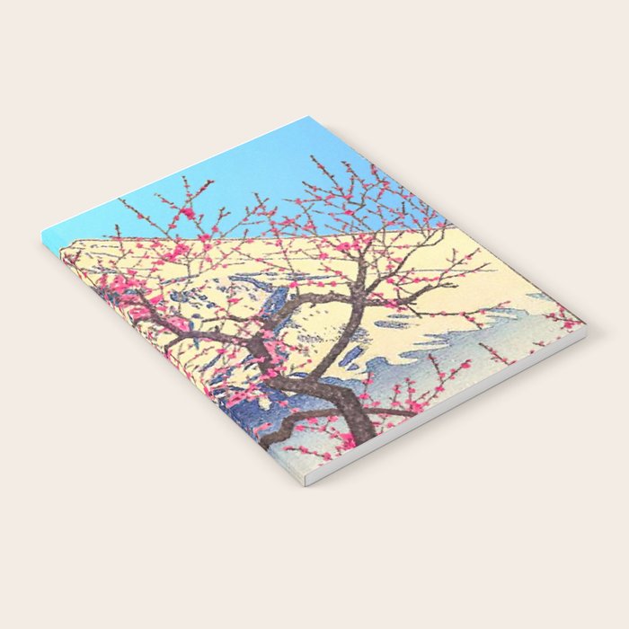 Growing before the Mountain-God - Summer Tree, Lake & Mountain Ukiyoe Nature Landscape in Blue & Pinkn Notebook Gallery Image 2