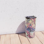 Growing before the Mountain-God - Summer Tree, Lake & Mountain Ukiyoe Nature Landscape in Blue & Pinkn Travel Mug Gallery Image 4