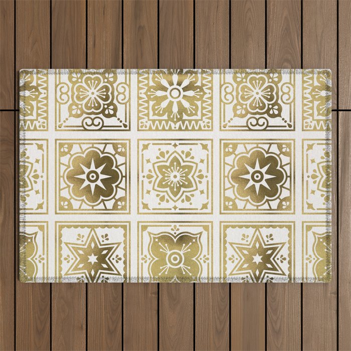 Talavera Mexican Tile - Gold Palette Outdoor Rug Gallery Image 1