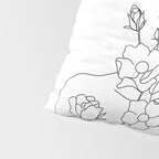 Minimal Line Art Woman with Wild Roses Pillow Sham Gallery Image 4