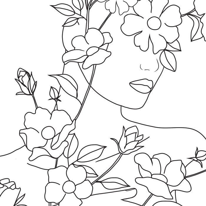 Minimal Line Art Woman with Wild Roses Coffee Mug Gallery Image 2