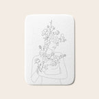 Minimal Line Art Woman with Wild Roses Bath Mat Gallery Image 1