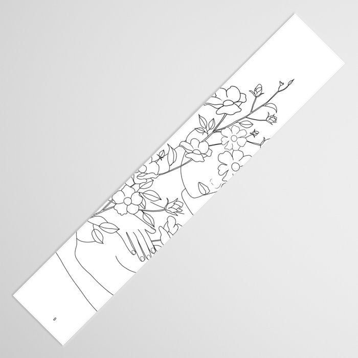 Minimal Line Art Woman with Wild Roses Table Runner Gallery Image 3