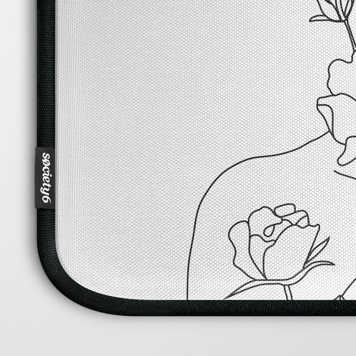 Minimal Line Art Woman with Wild Roses Laptop Sleeve Gallery Image 3
