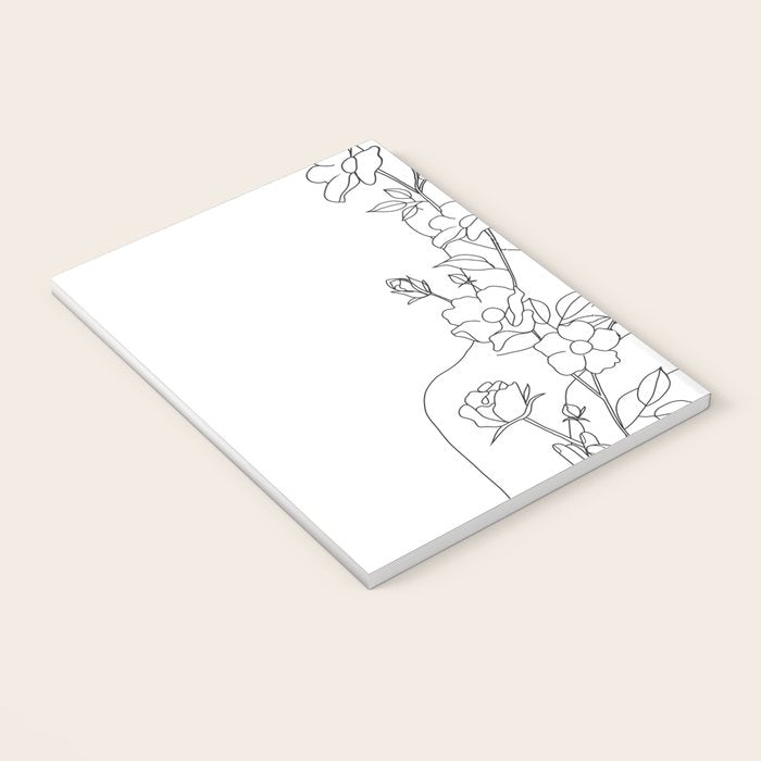 Minimal Line Art Woman with Wild Roses Notebook Gallery Image 3