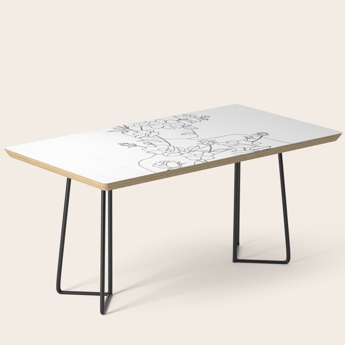 Minimal Line Art Woman with Wild Roses Coffee Table Gallery Image 1