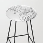 Minimal Line Art Woman with Wild Roses Stool Gallery Image 2