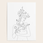 Minimal Line Art Woman with Wild Roses Poster Gallery Image 4