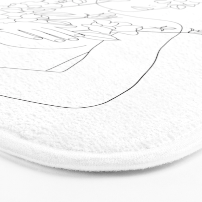 Minimal Line Art Woman with Wild Roses Bath Mat Gallery Image 3