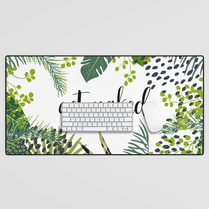 Get Naked Quote, Tropical Palm Leaf Jungle Desk Mat Gallery Image 1