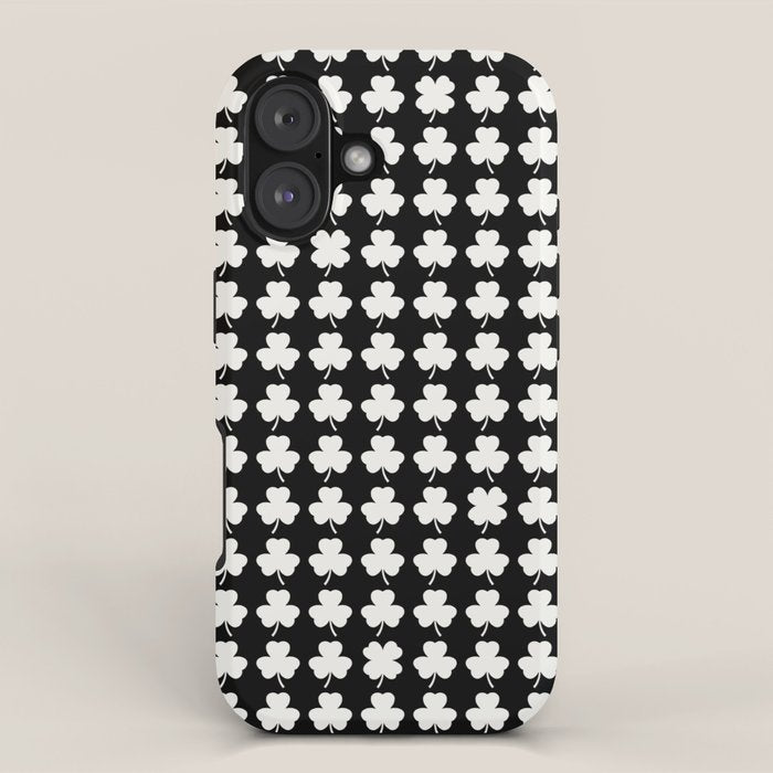 Clovers II Black and White Botanical Pattern iPhone Case Gallery Image 1