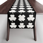 Clovers II Black and White Botanical Pattern Table Runner Gallery Image 1